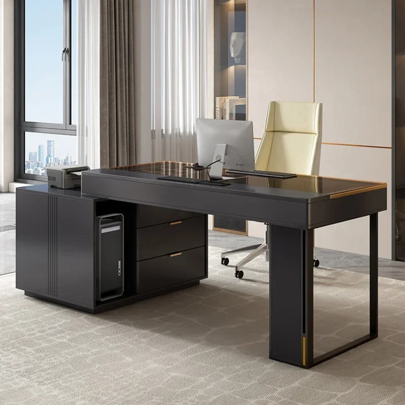 #Corner Domestic Office Desks Glass Minimalism Computer Rock Plate Simple Study Office Desks Escritorios Work Furniture QF50OD