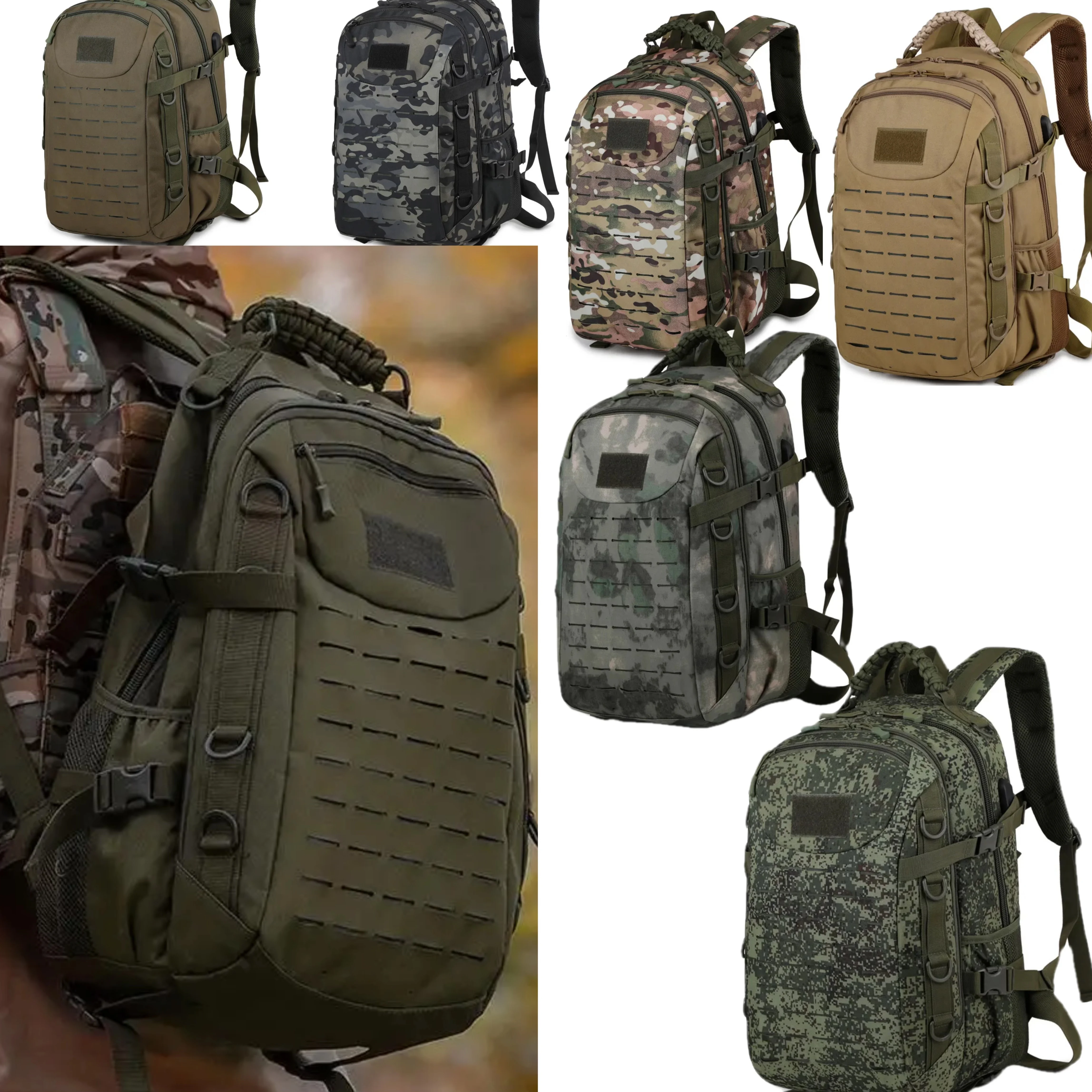 

EMR ATFG Открытый многофункциональный тактический рюкзак Легкий рюкзак для путешествий и поездок на работу Водонепроницаемая сумка большой вместимости