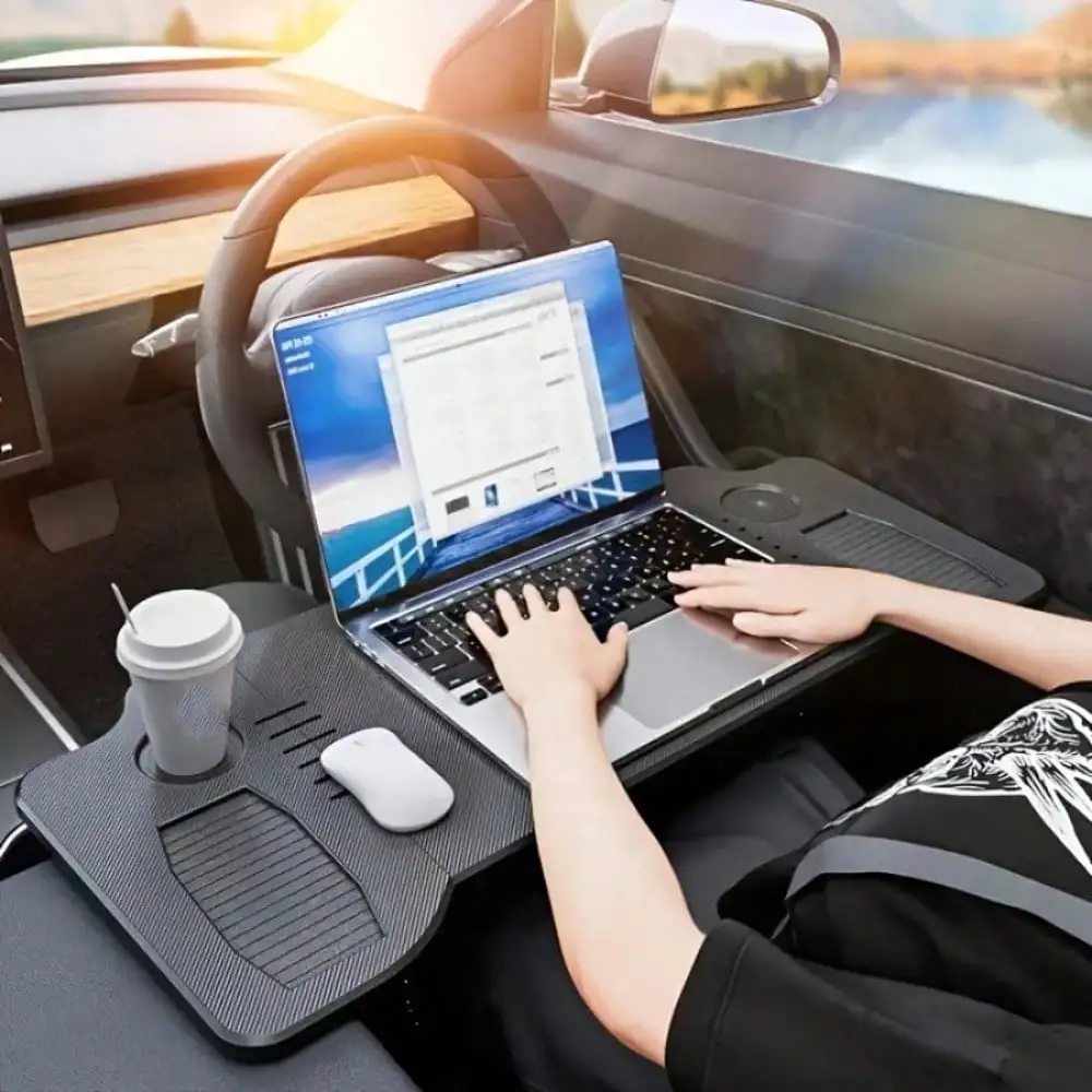 Portable Folding Car Table - Suitable For Drivers And Passengers, Suitable For Tesla Y-3 Accessories, ABS Material - Suitable For Work, Carbon Fiber Car Food TraySeat Back Organizer
