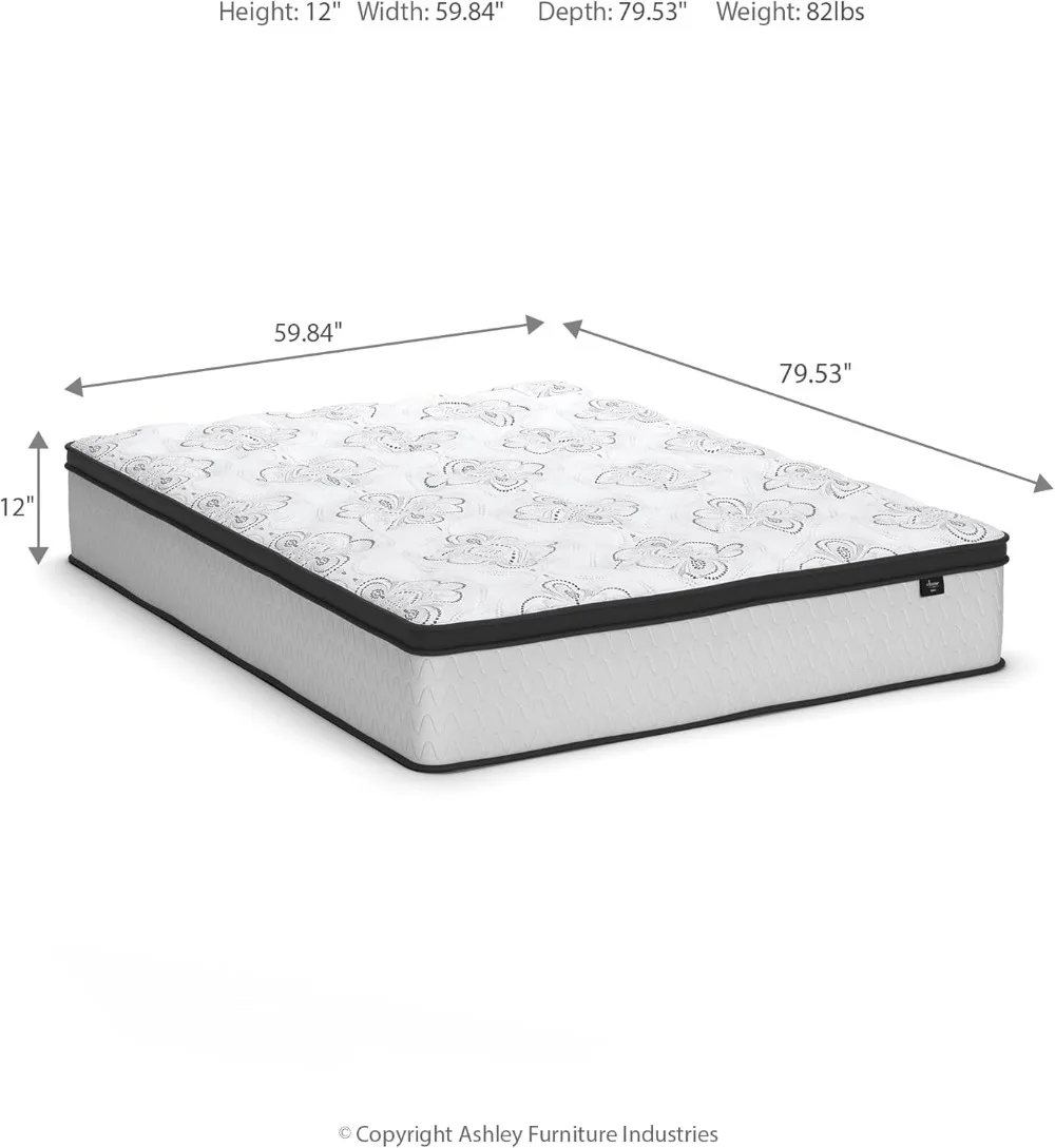 Queen Size Chime 12 Inch Medium Firm Hybrid Mattress with Cooling Gel Memory Foam for Pressure Relief