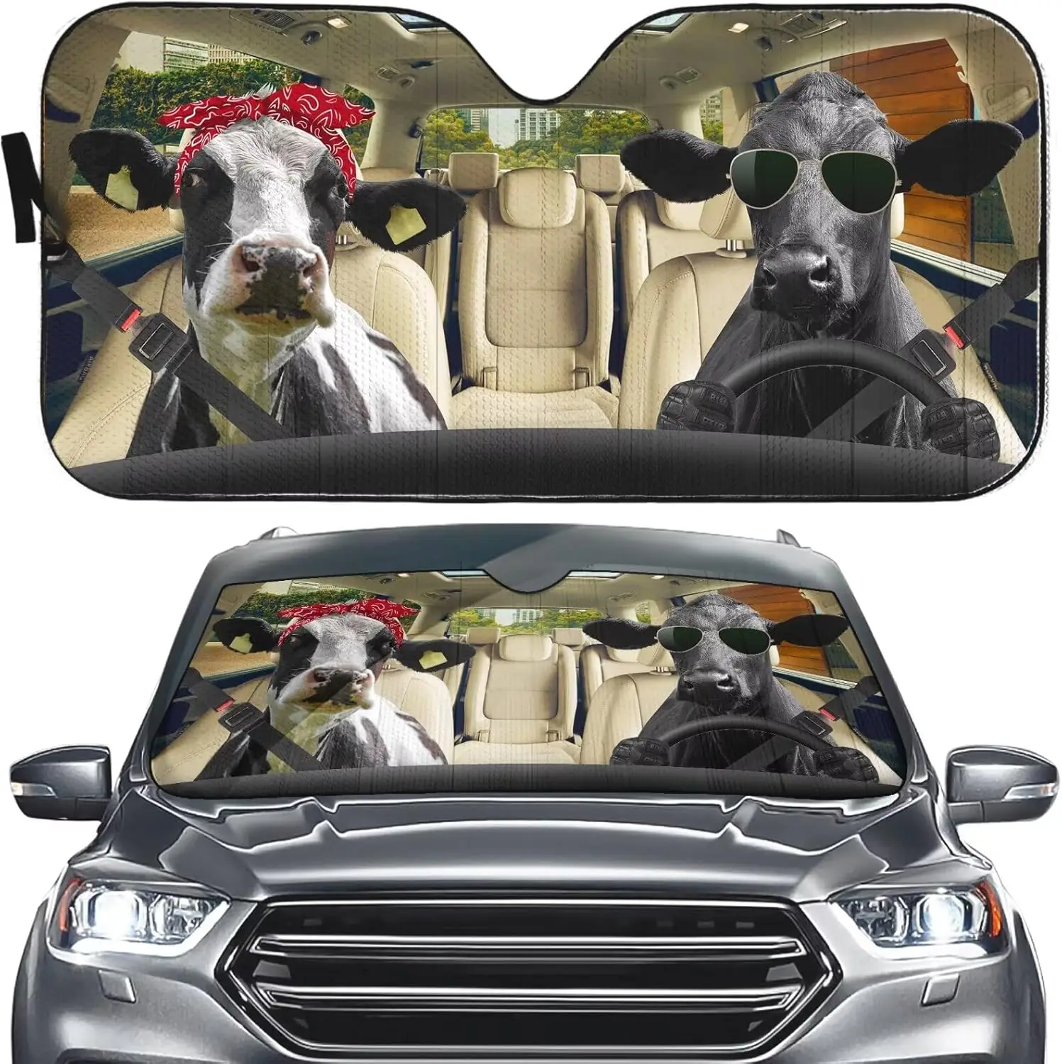 

Лобовое стекло автомобиля Cow Couple Sunsha, крутая лобовое стекло водителя Cow Auto Sunsha, блоки УФ-солнцезащитного козырька с рисунком коровы, Sun Sh