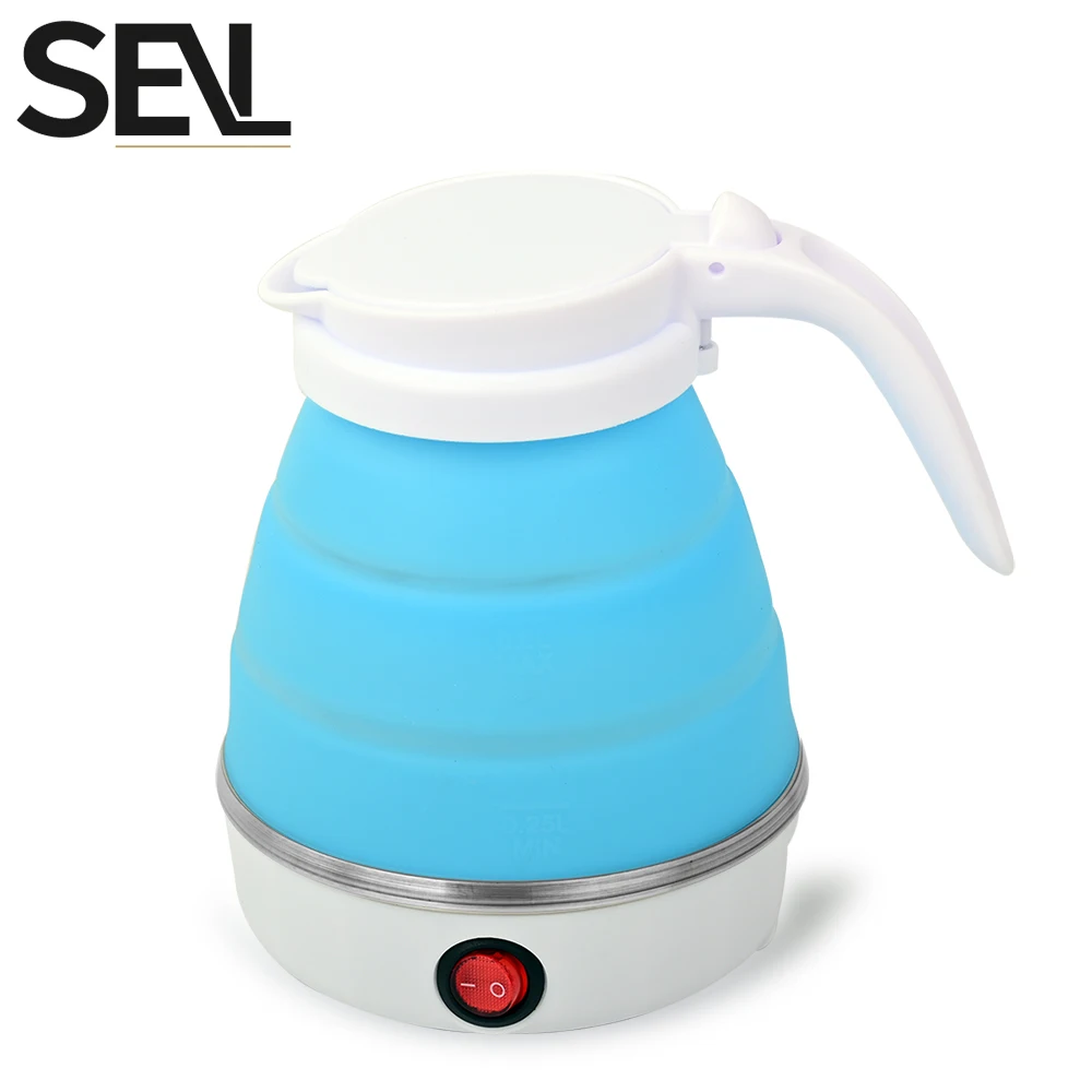 Mini foldable electric kettle 0.6L portable electric kettle household travel water heater silicone compression 110V-220V