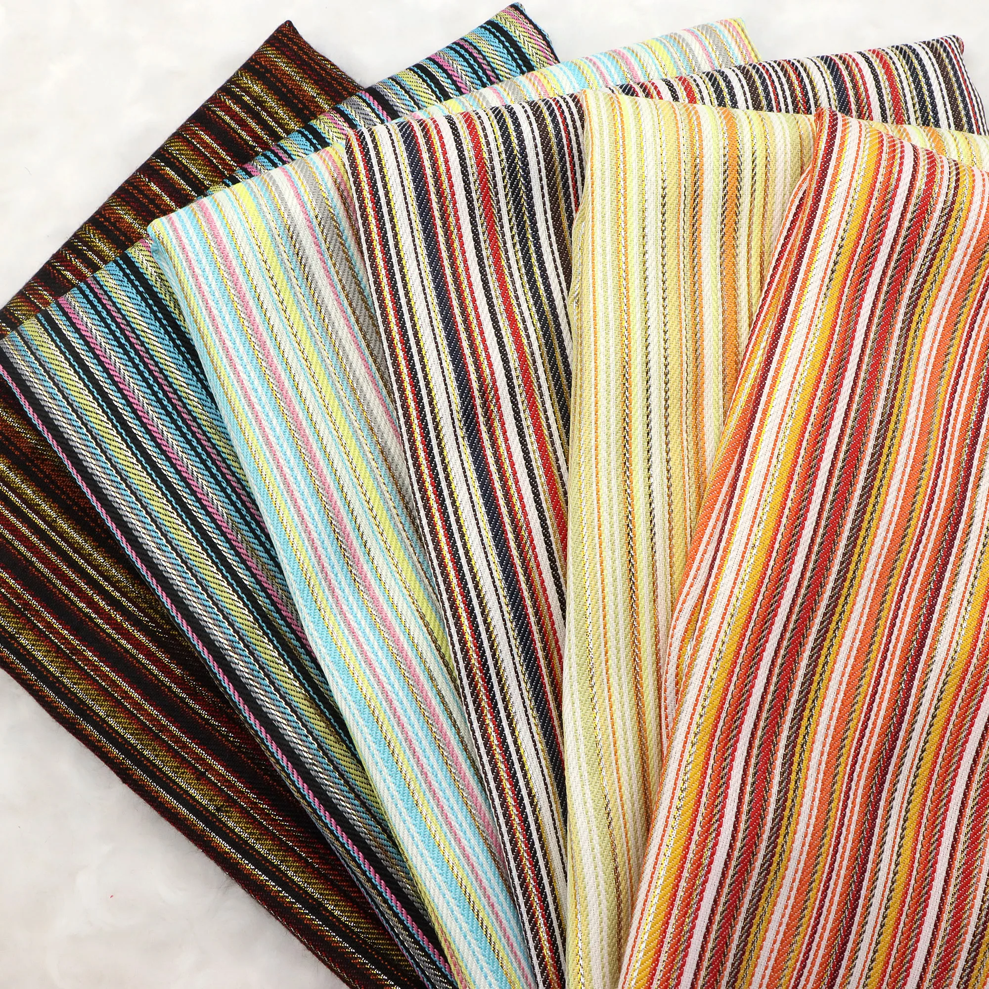 

19.68x57 inch Metallic Geometric Striped Yarn Dyed Fabric for Quilting DIY Crafts Sewing Cushions Pillows Bags Home Textiles