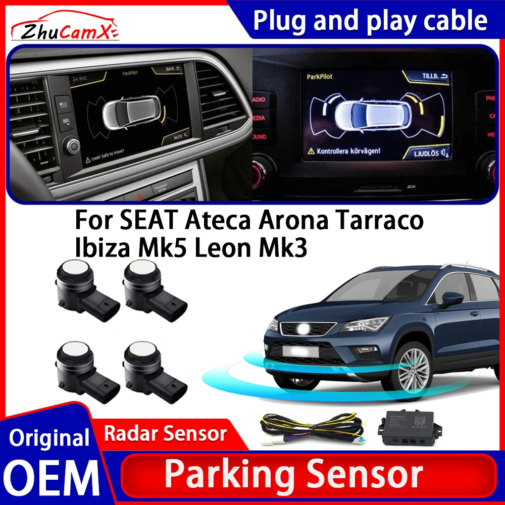 ZhuCamX OEM Car Parking Sensor Kit Buzzer Alarm Reverse Radar Detector System For SEAT Ateca Arona Tarraco Ibiza Mk5 Leon Mk3