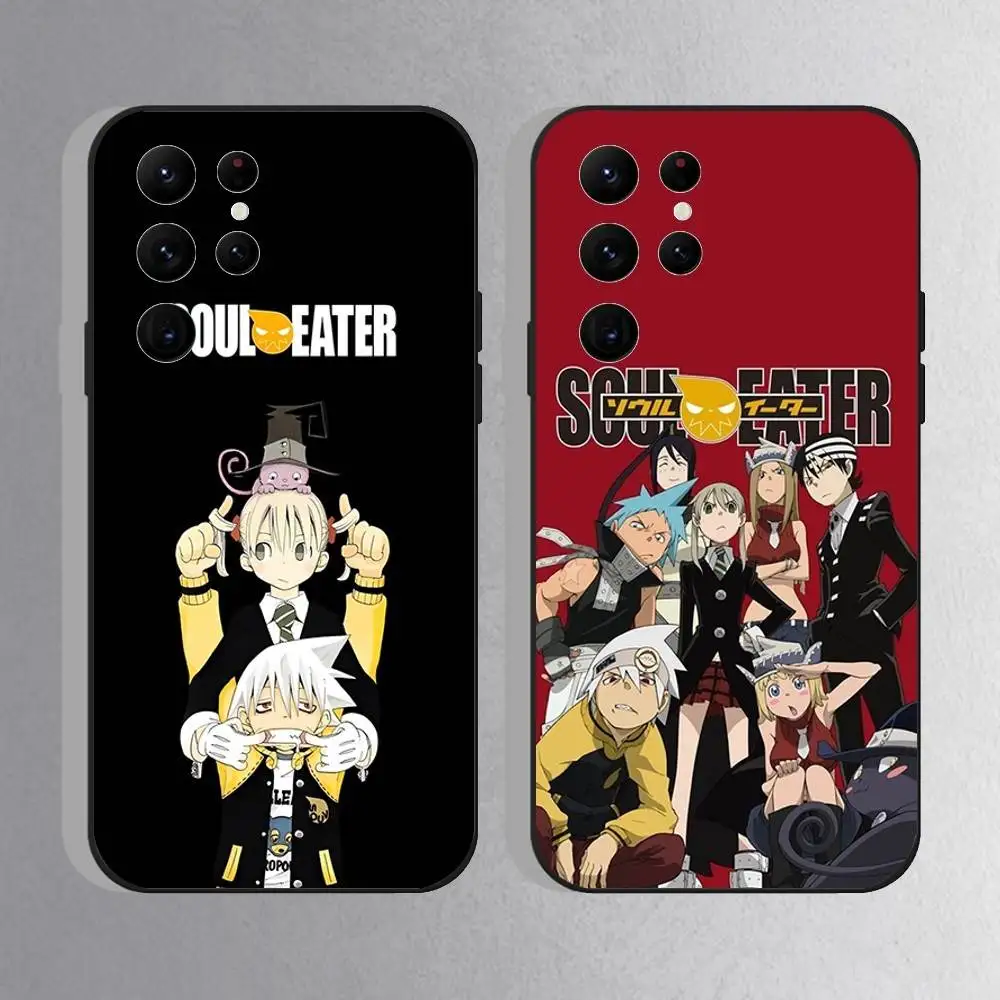 

S-Soul Eater Anime Phone Case For Samsung S25,S24 Ultra,S20,S30 plus,S22 Plus,S23,Ultra 5G Silicone Black Shell