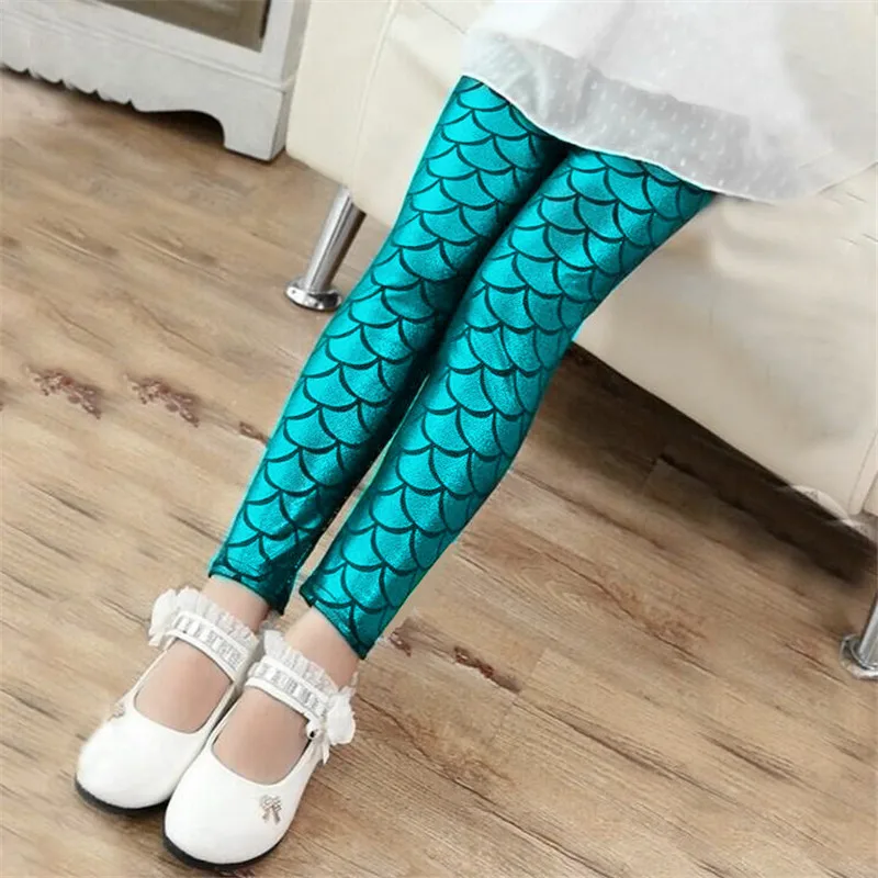 Leggings per bambini in scala di pesce Carnevale Moda Cosplay Costume da sirena Pantaloni per spettacoli teatrali per feste per ragazze per bambini