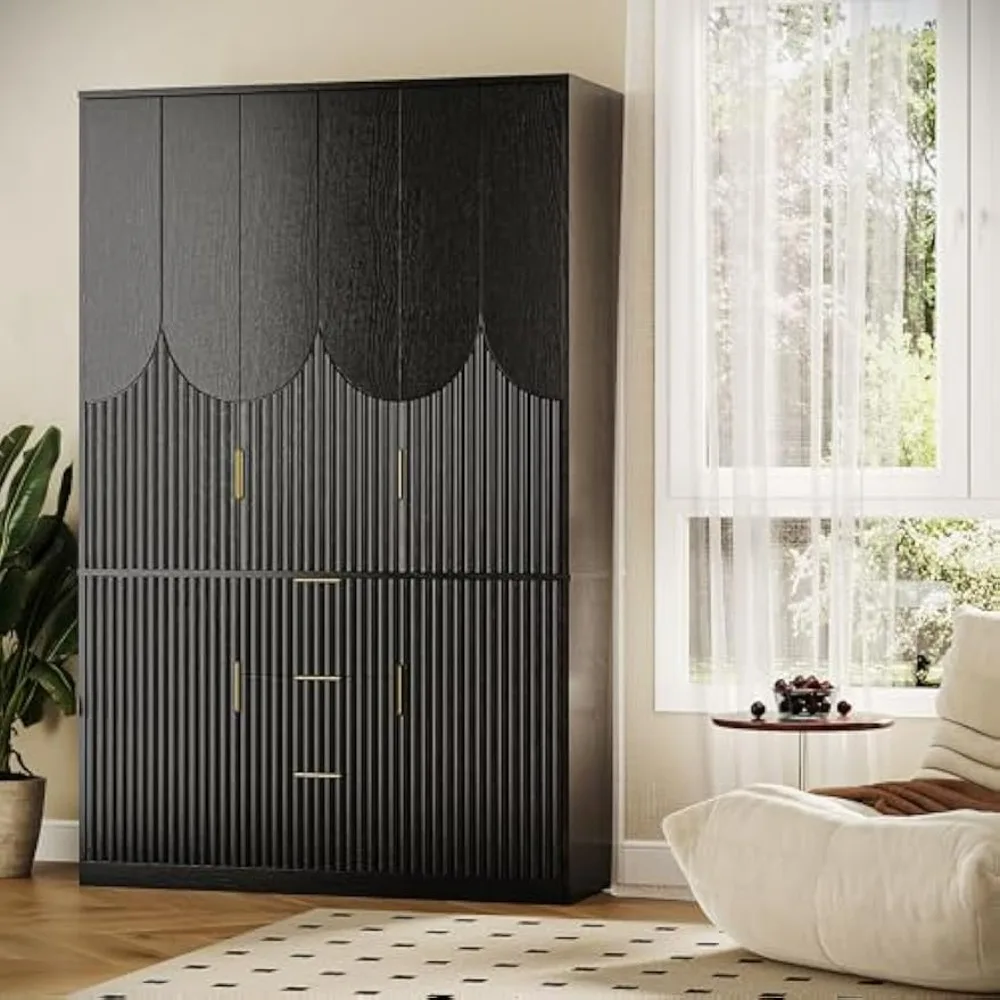 

71" Wardrobe Armoire Wooden Closet with 3 Doors and 3 Drawer, Bedroom Armoire with Hanging Rod Shelf,Wooden Wardrobe Combination
