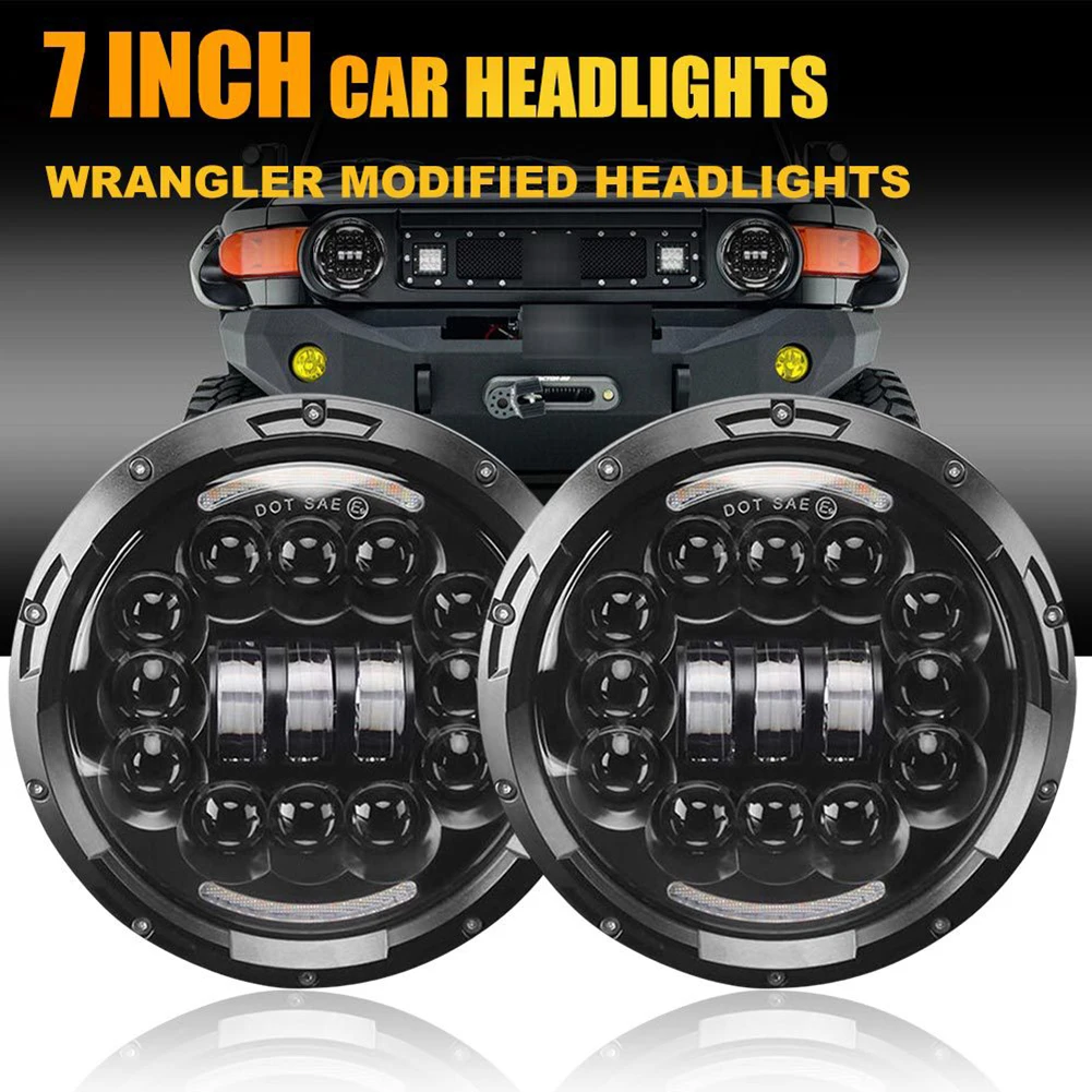 

Round 7-inch Car LED Headlight With 15-bead Automobile Far Near Beam Spotlights For SUVs