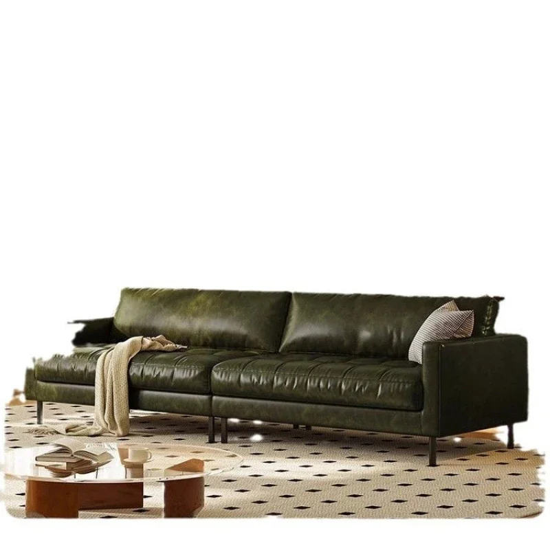 

cowhide leather sailing s ofa straight row small apartment living ro om antique odern simple leather s ofa