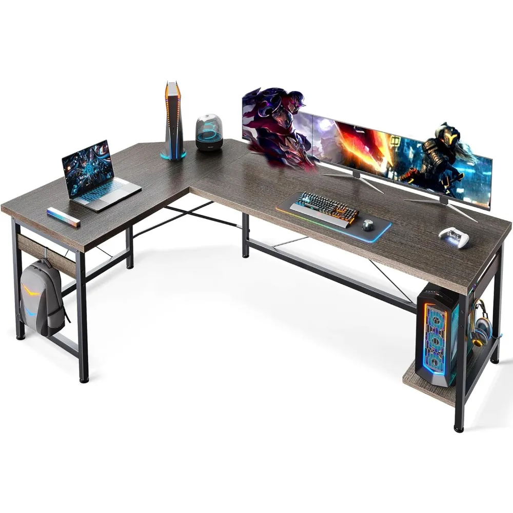 

66" L Shaped Gaming Desk, Corner Computer Desk, Sturdy Home Office Computer Table, Writing Desk