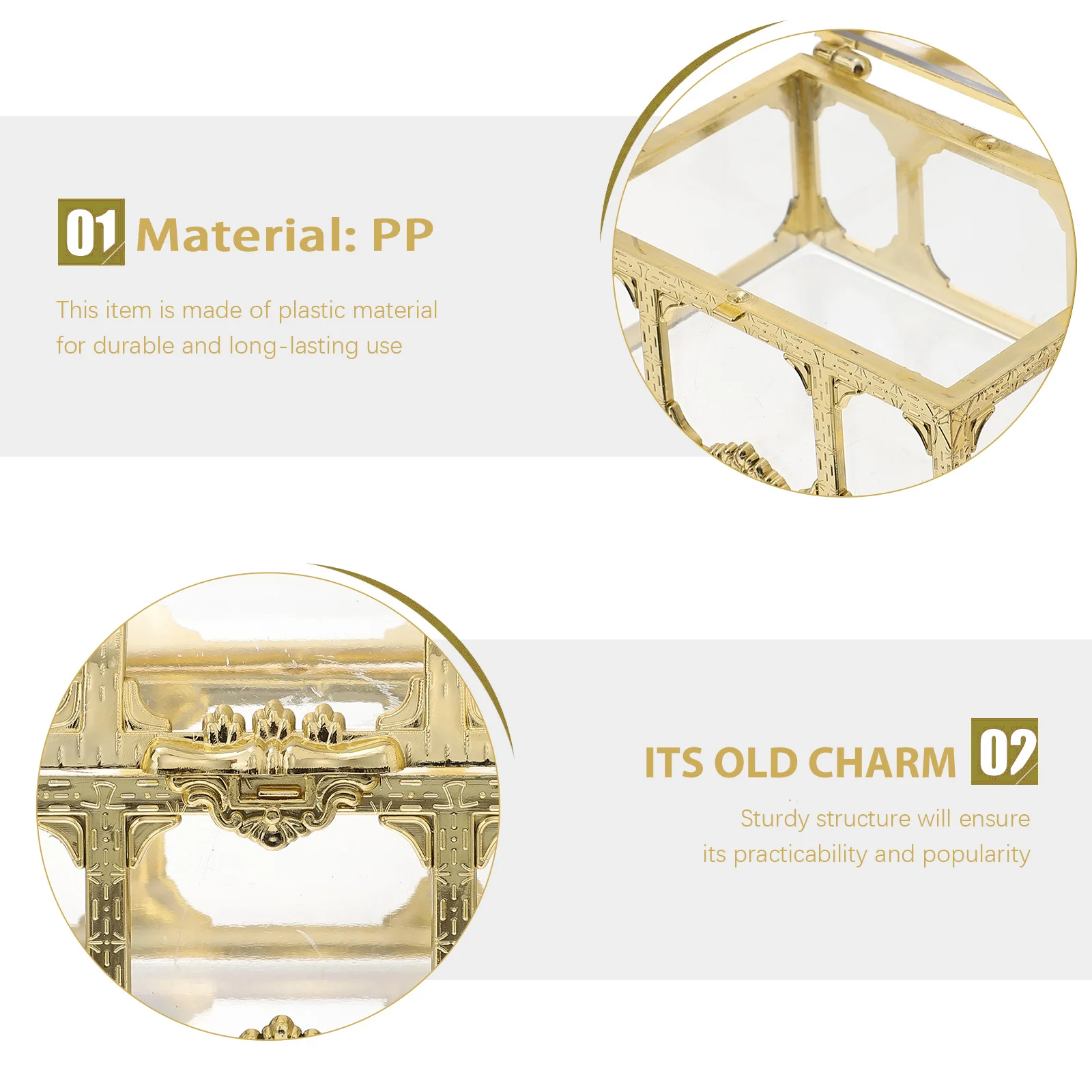 

2Pcs Crystal Transparent Plastic Treasure Box Jewelry Organizer Storage Chest Pirate Keepsake Memory Gift Treasure Box