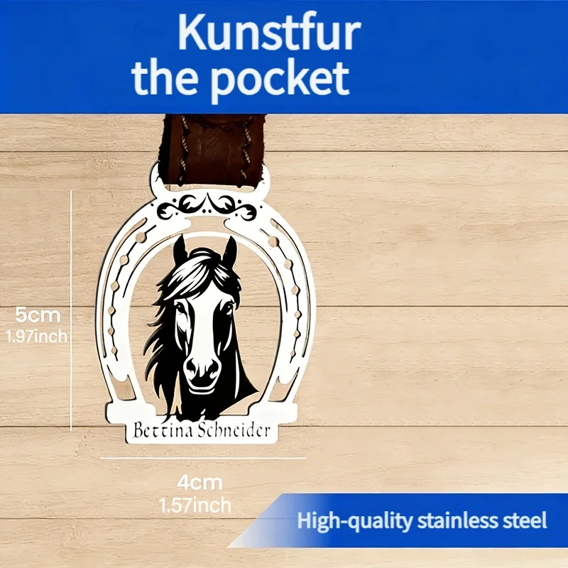 Customized Horse-Themed Horseshoe-Shaped Keychain--Personalized Engraved Stainless Steel and Leather Keychain, Customized with Name and Farm Name, Horse Racing Venue Accessories, Unique Keychain for Horse Owners, Designed for Horse Lovers