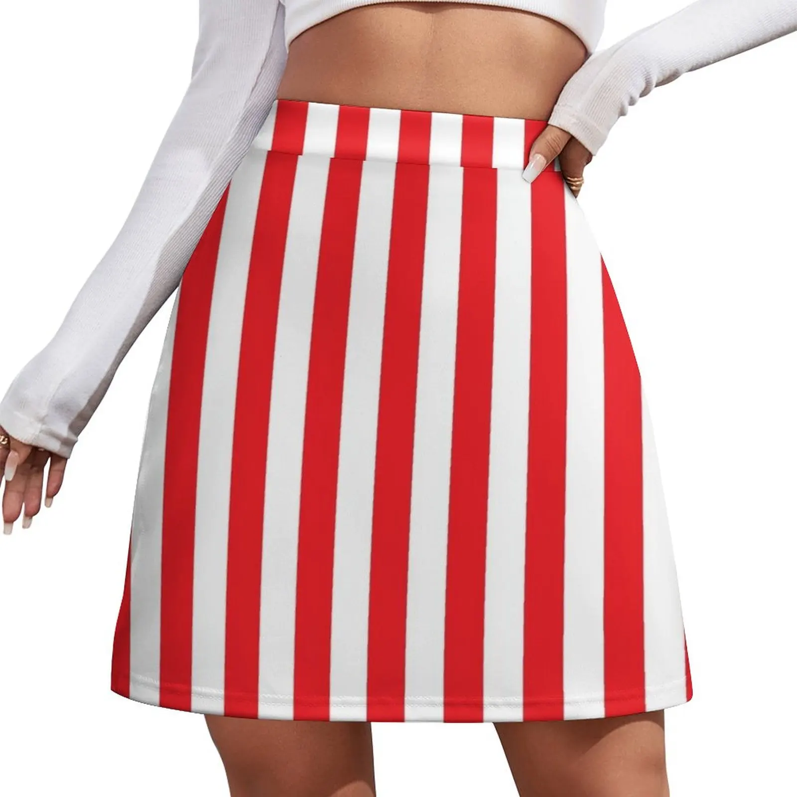 

Barbershop Stripe Red and White Stripes Mini Skirt mini skirt Female dress Mini Skirt