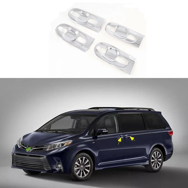 Chrome  Door Bowl Handle Panle Cover Trim Car Stickers Accessories Fit For Toyota Sienna 2015 2016 2017 2018 2019 2020 Auto part