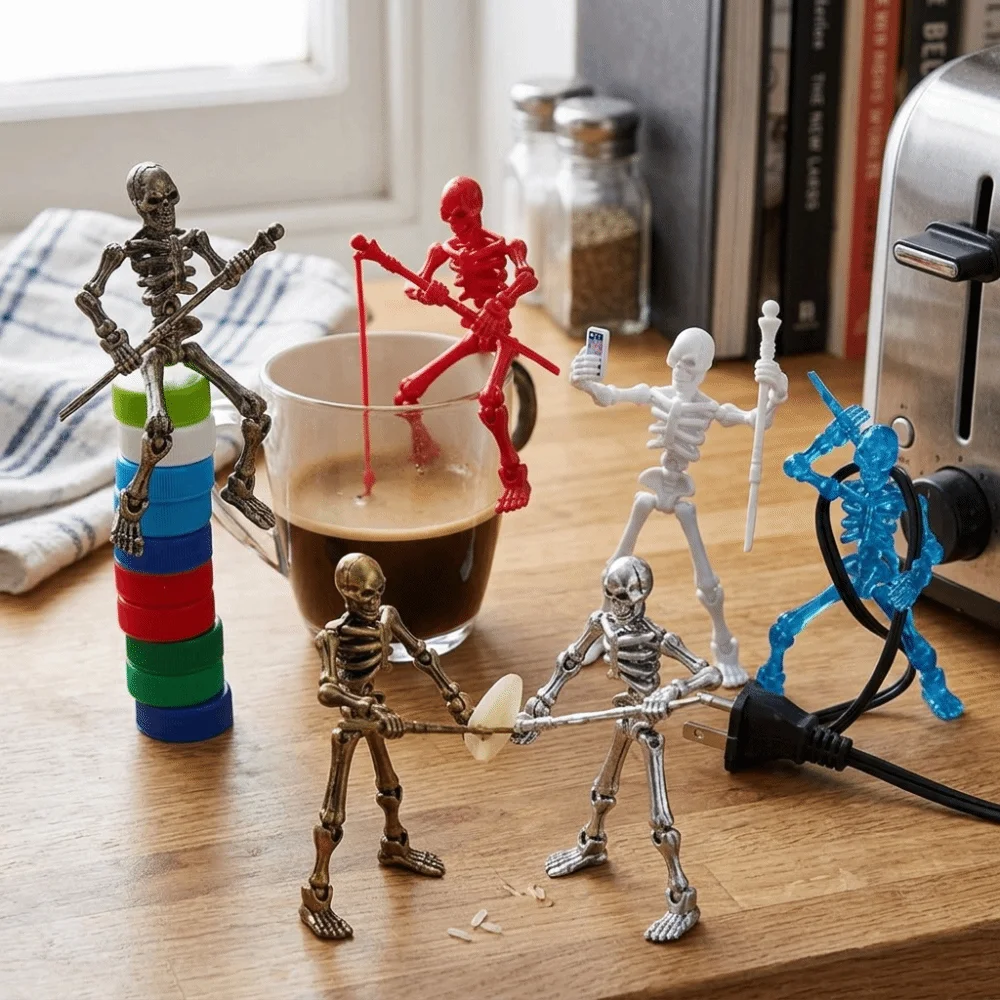 Fully Movable Joints Articulated Skeleton Figurine Eco-Friendly PLA Material Lightweight Sturdy 3D Printed Skeleton Model