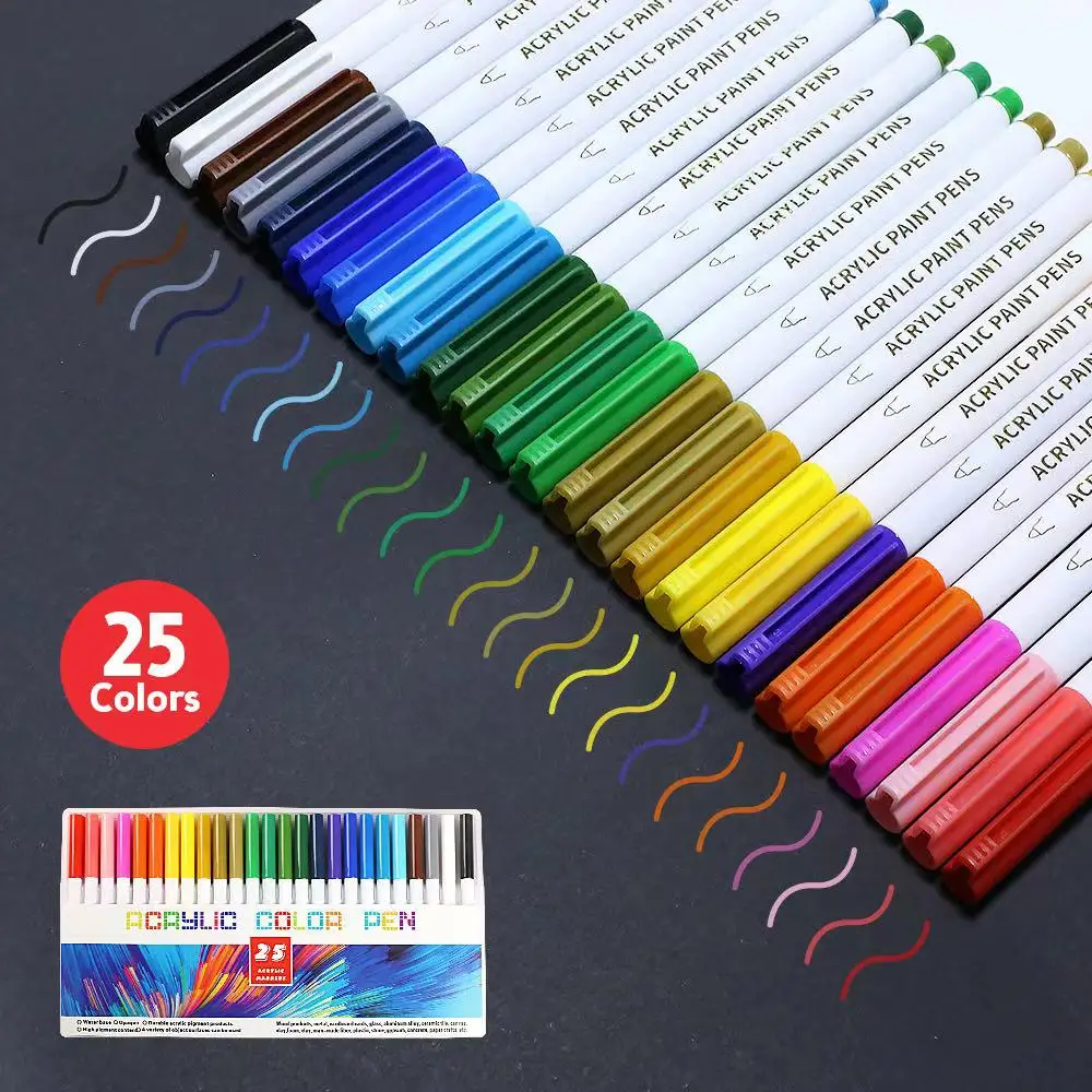 

21/25 Color Permanent Acrylic Paint Marker Pens For Fabric Canvas , Art Rock Painting, Card Making, Metal And Ceramics, Glass