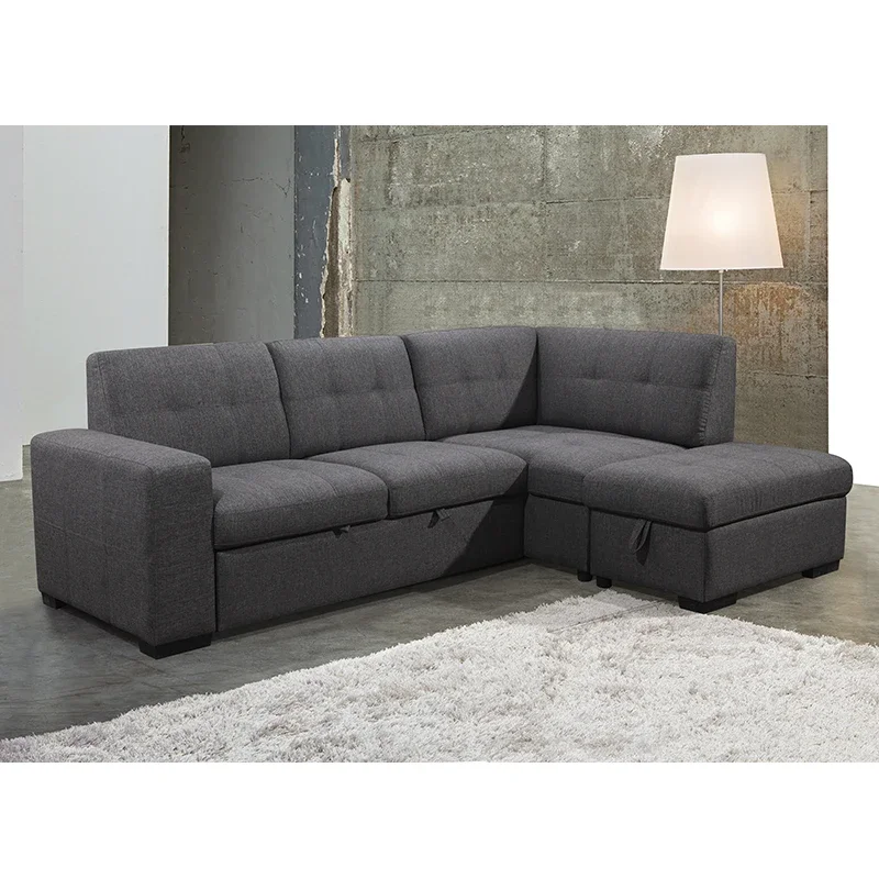 

Best seller sleeper sofa 3 seater sofa set with pull out bed and chaise with storage function for Apartment furniture