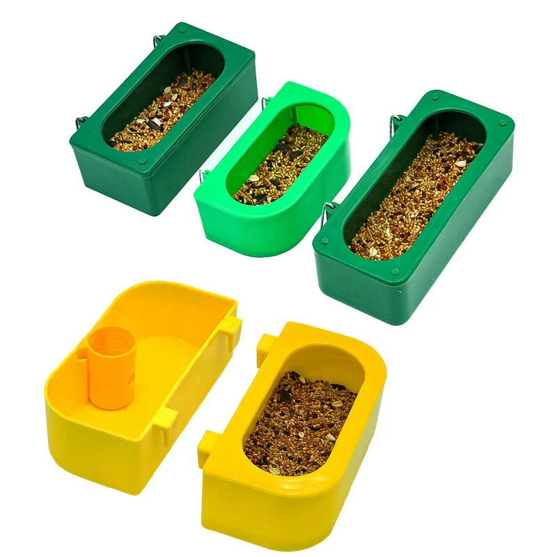 Bird Feeding Box Splashproof Food Dispenser Parrots Food Feeding Bowl Birds Cage Hanging Feeder Plastic Food  bowl