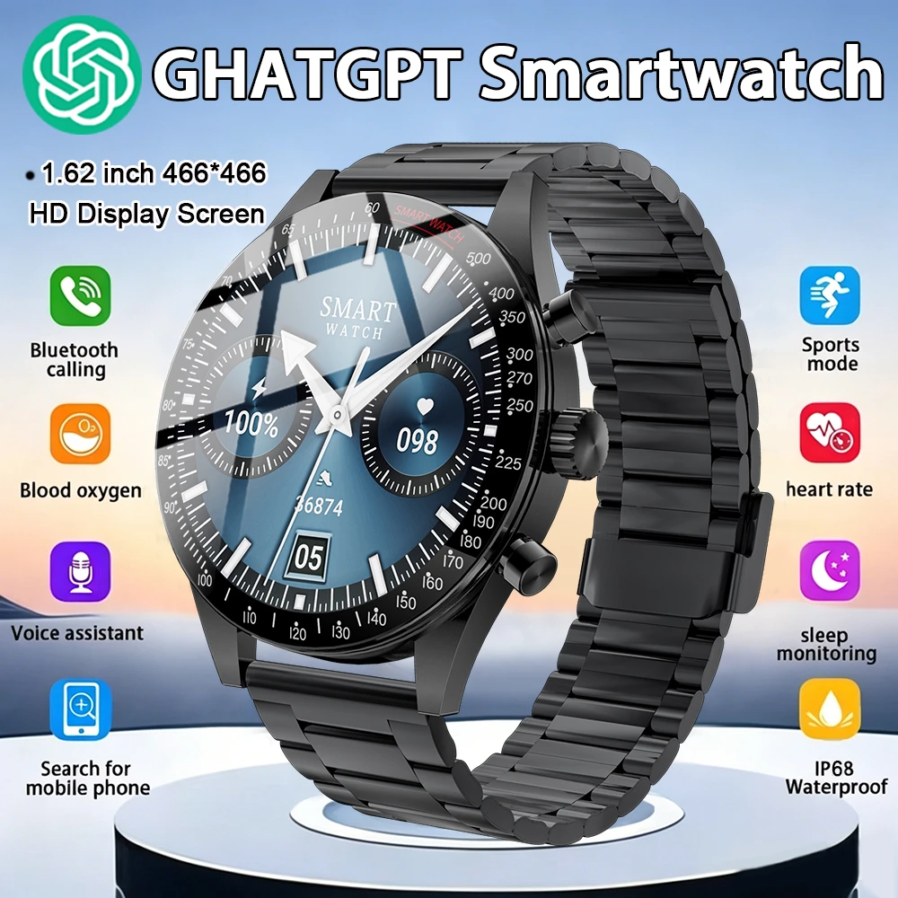 

2026 Men 1.62-inch HD AMOLED Screen Smart Watch Heart Rate Bluetooth Call NFC GPS Tracker Sports Fitness Smartwatches New