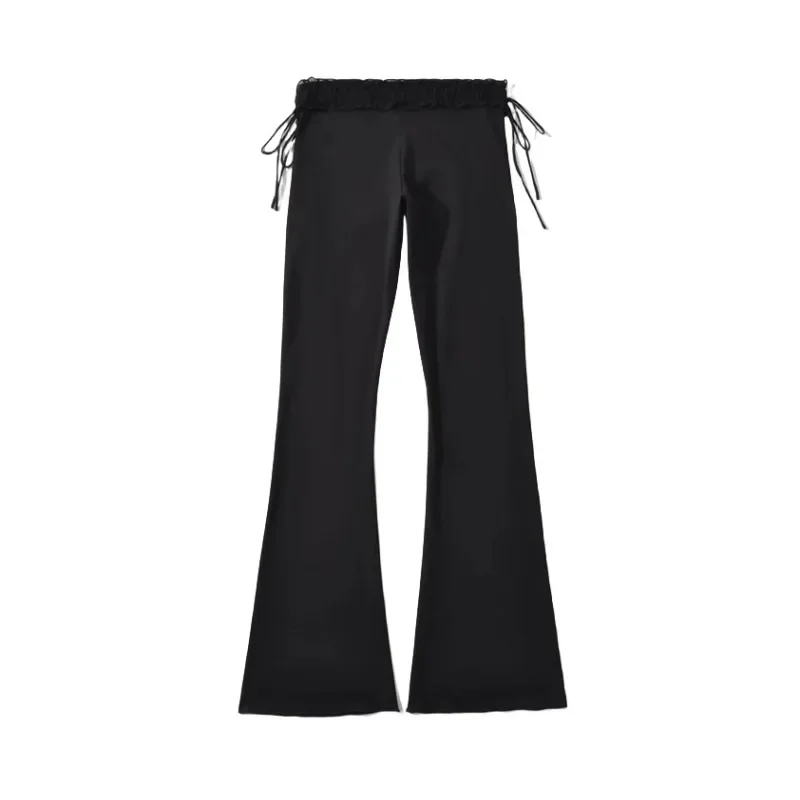 Pop taille basse cordon cloche bas pantalon femmes Sexy coupe ajustée élastique enveloppement autour de pantalons longs Ins Style décontracté mode