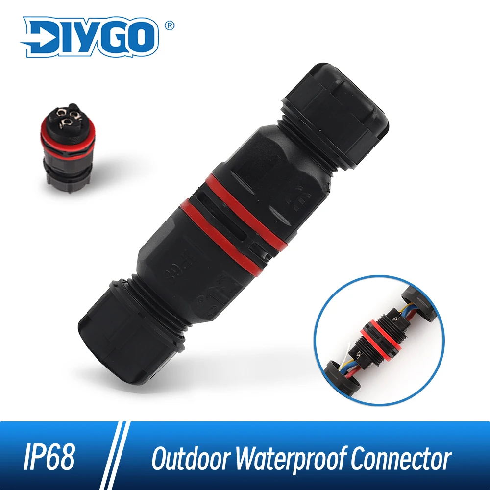 

I Type Outdoor Waterproof Connector IP68 Electrical Cable Wire Screw Wiring Sealed Junction Box 2/3/4 Pin Rainproof Connectors