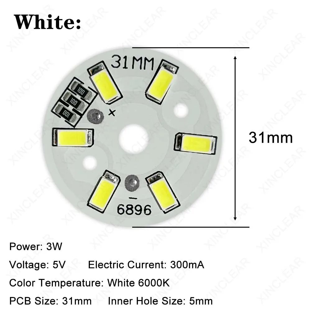 10ชิ้นความสว่างสูงไฟLEDคณะกรรมการ3วัตต์สีขาวอบอุ่น5โวลต์เส้นผ่านศูนย์กลาง31มิลลิเมตรSMD 5730ลูกปัดคณะกรรมการ+ 2เข็มลวดสำหรับDIYหลอดไฟรอบเปลี่ยนแหล่งกำเนิดแสง