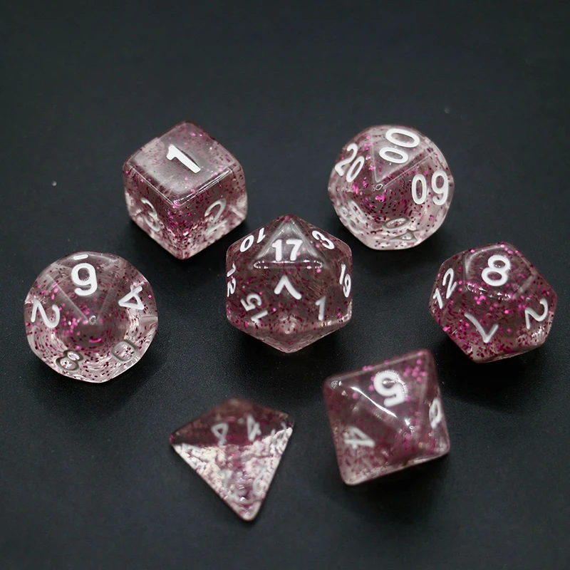 7pcs Glitter Color RPG Dice Set for Dungeons & Dragons - Great for RPG, DND, MTG as Gamer Dice or Board Gaming Dice