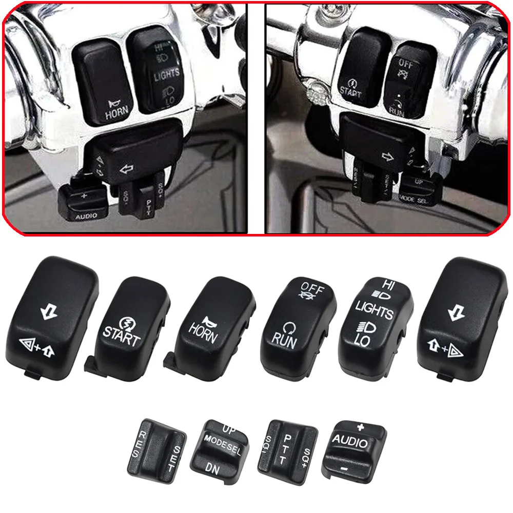 

Корпус ручного переключателя мотоцикла, колпачки, комплект крышек для кнопок для Harley Touring Street Glide Road Glide Electra Glide FLHTCUSE 1996-2013