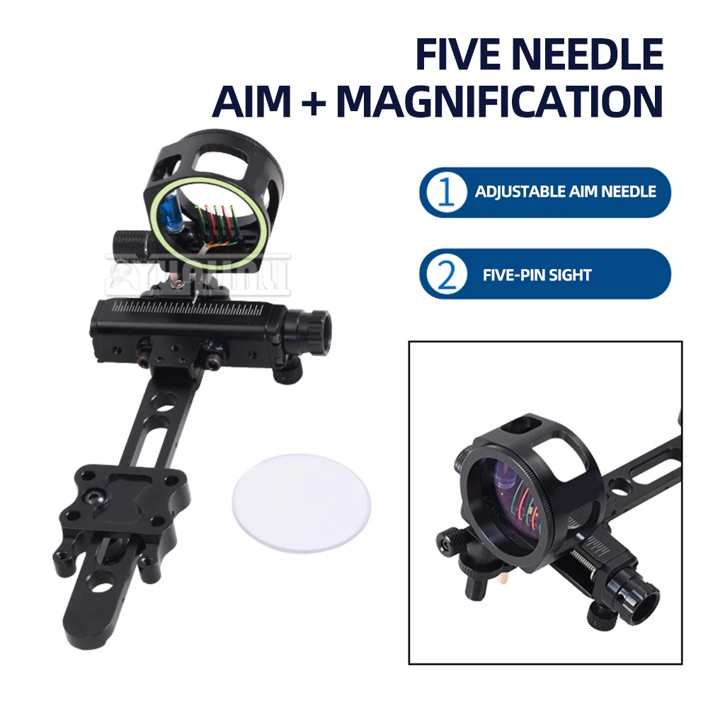 

Composite Sight Long Rod Five-pin Aim Add Lens Self-contained Aim Lamp Night Aperture Bow Accessories