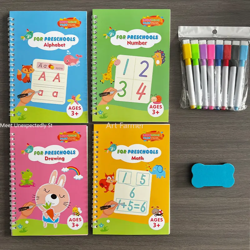 New Magical Tracing Workbook Erasable Magic Book for Children Reusable Notebook Writing for Lettering Calligraphy Set Montessori