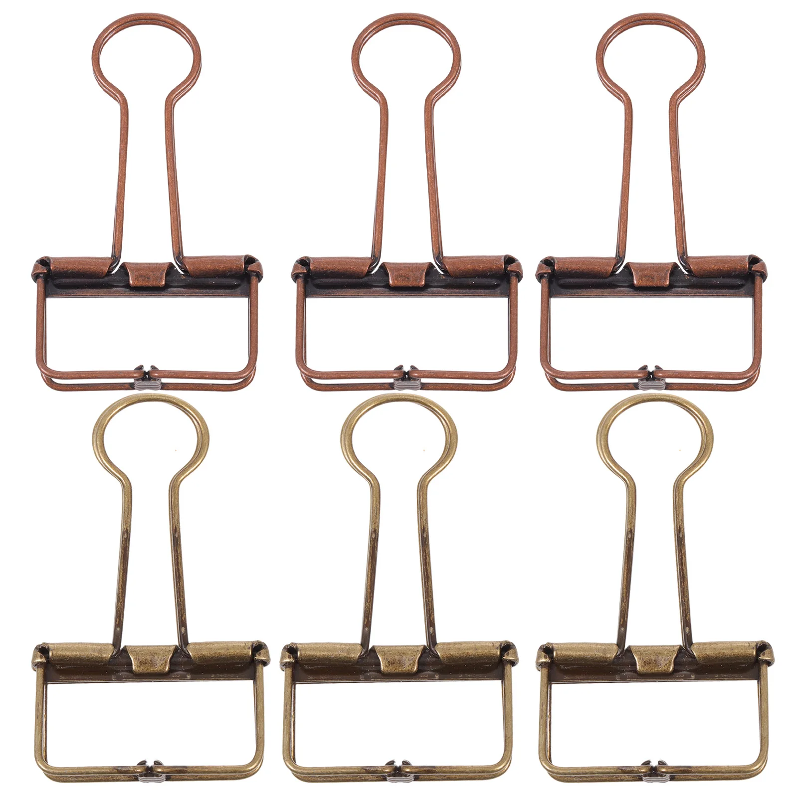 6Pcs Retro Copper Binder Clips For Holder File ganizer Metal Stationery Supplies Long Tail Clips With Bronze Color For Office