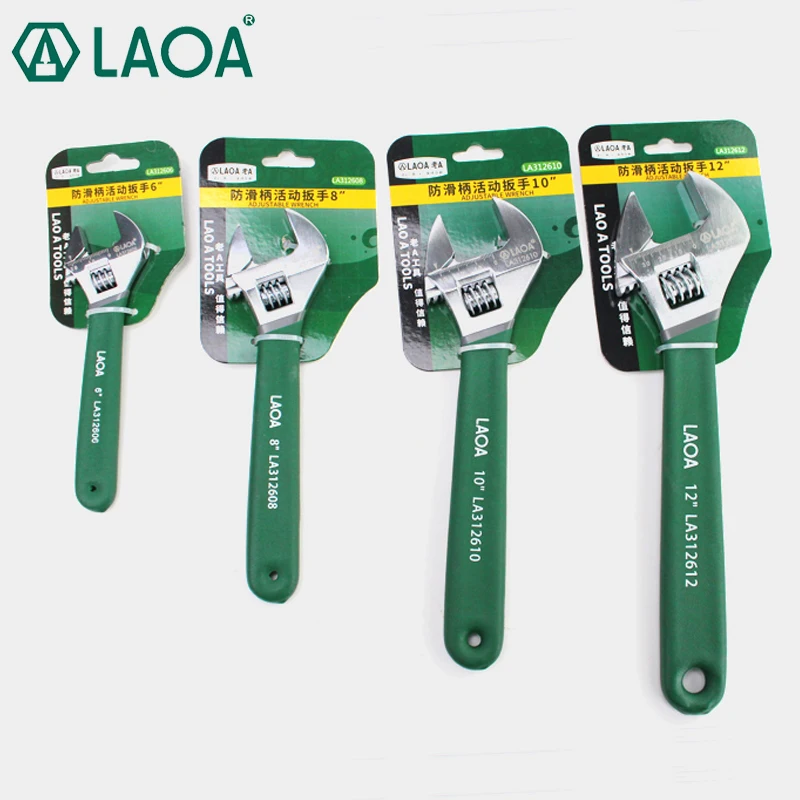 LAOA Industrial Adjustabl Wrench 6/8/10/12/15 inch Monkey Spanner Non-slip handle Plus Size Wrench  Repair Tools