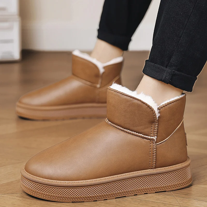 Winter Snow Boots Men Women High Top Waterproof Warm Thermal Insulated Fur Lined Couple Ankle Boots Non-Slip Outdoor Shoes