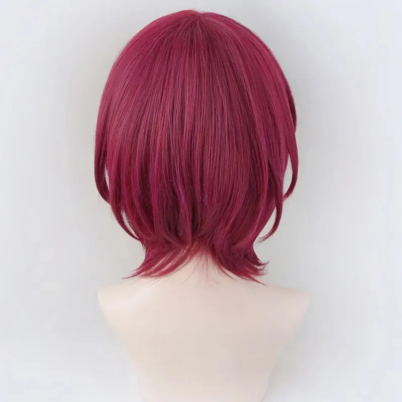 ABC123Ensemble نجوم إيبارا تأثيري قصير أحمر مختلط الباروكات مقاومة للحرارة الشعر الاصطناعية + غطاء شعر مستعار Saegusa Ibax;3,f'6,h.7;j #3