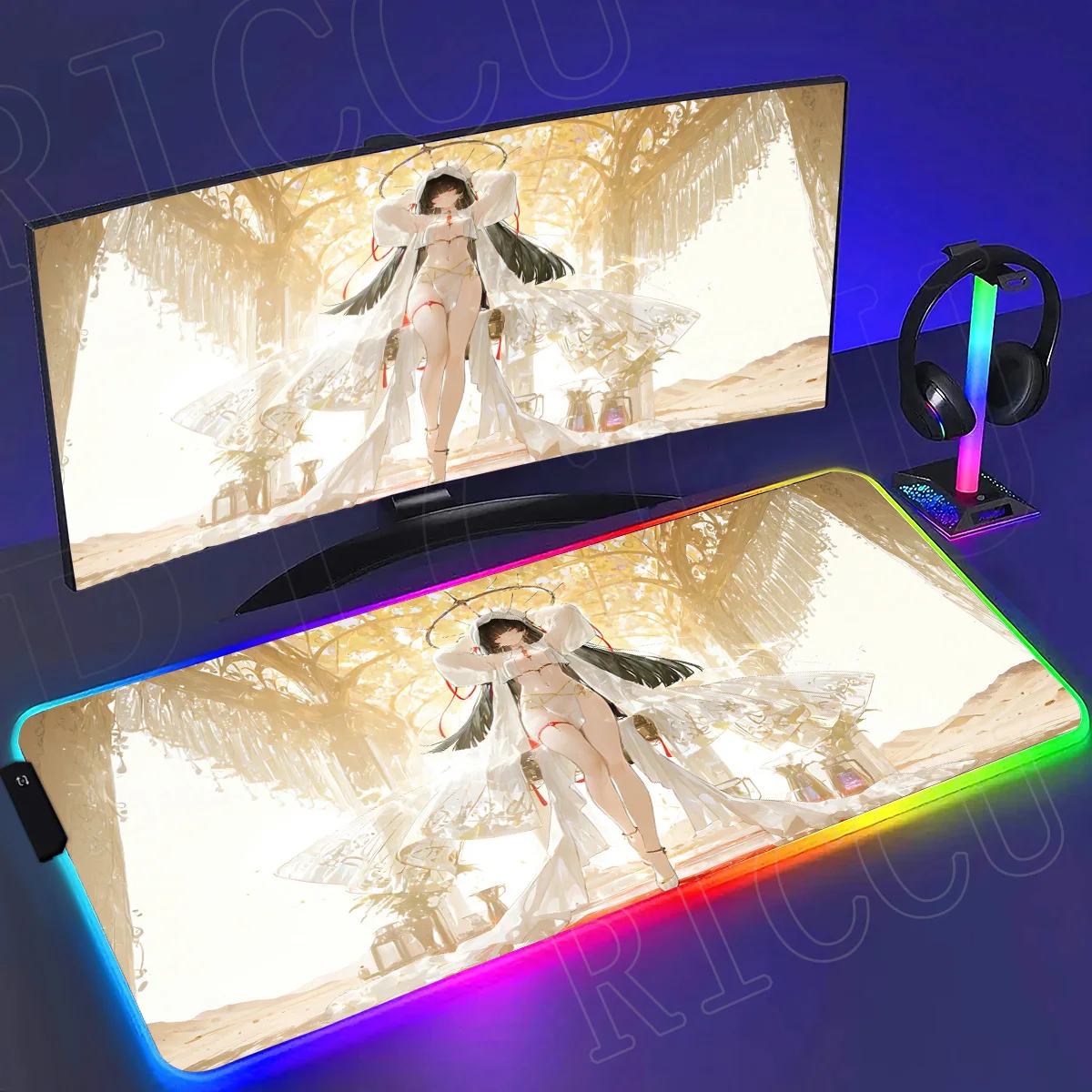 

RGB 800X400MM Wuthering Waves Chisa accessories expand Mouse Pad Gaming XXL Mousepad Kawaii Anime Girl LED DeskMat Office Carpet