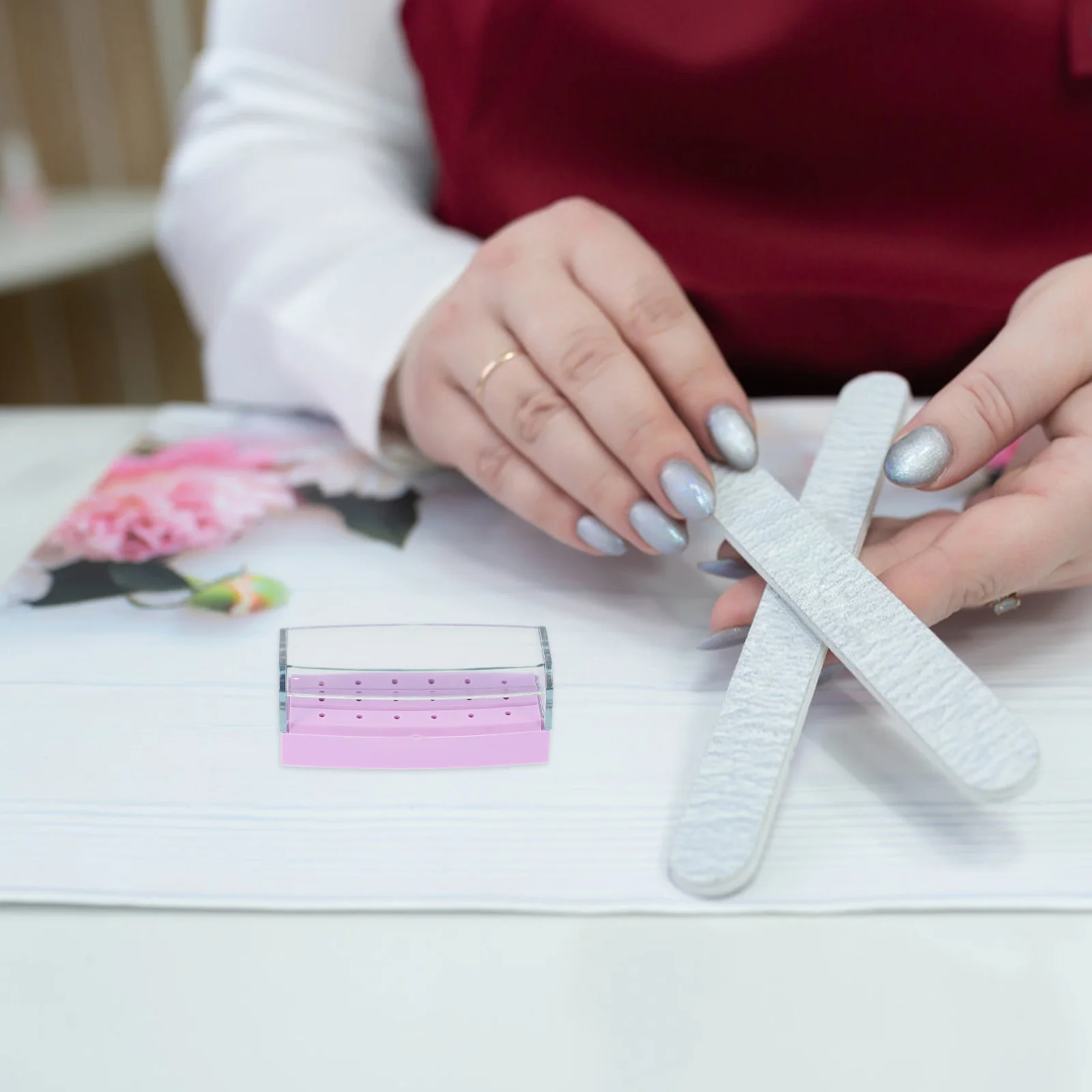 Caja de almacenamiento de brocas de plástico, caja de herramientas ganizer, accesorio de manicura, soporte para brocas de uñas para la familia, 10 Uds.