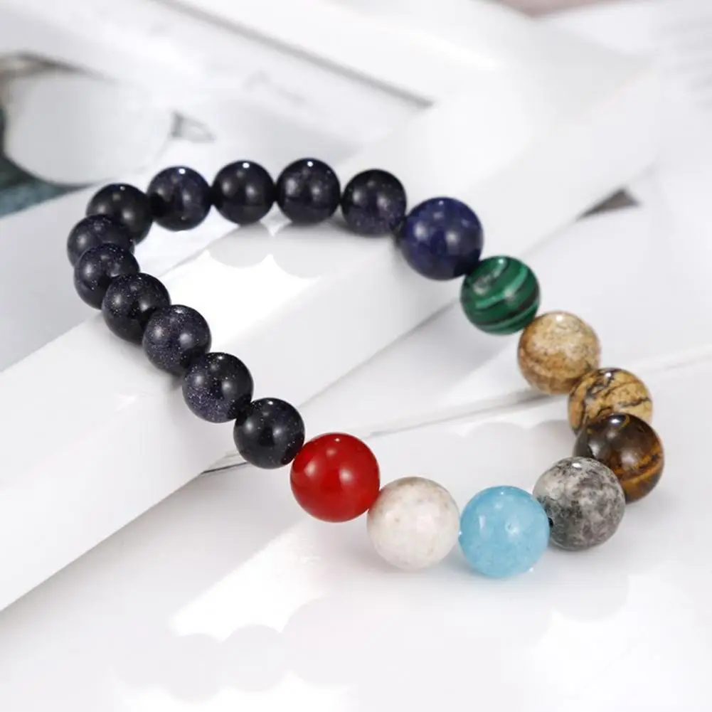Planetary Bracelet Planet Bracelet Set Ethnic Style Solar System Beads Galactic Eight Planets Elastic Band Yoga Chakra Jewelry