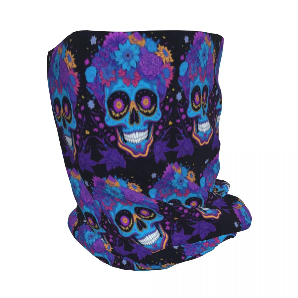 Mexican Skull Calavera Illustration Bandana Neck Gaiter Wrap Scarf Warm Cycling Scarf Beanies Hat Unisex Adult Washable