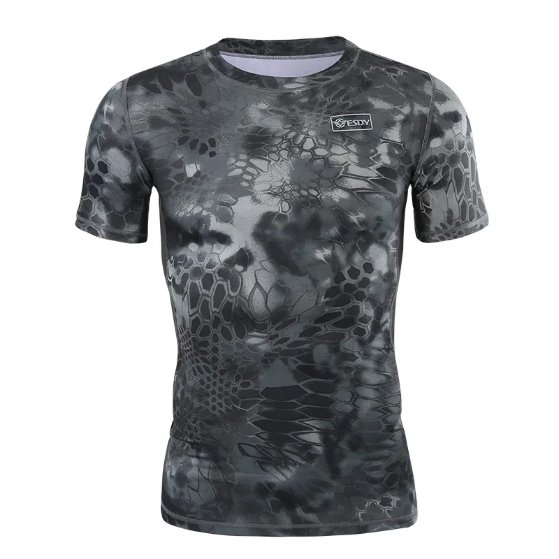 Men Tactical Camouflage Multicam T-shirt Quick-drying Military Combat Army Camo Short Sleeve T Shirt Hunting Clothes