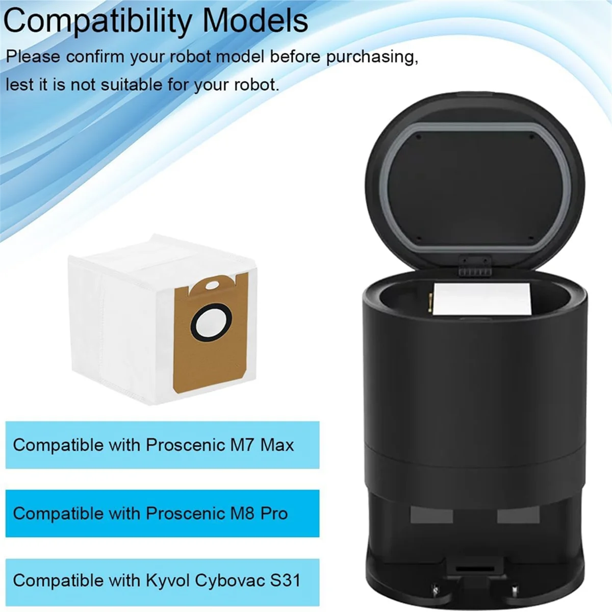 Bolsas de polvo para M7 Max, M8 Pro, para T10+, para N2, para L6 Pro Robot aspirador Parts-A63E