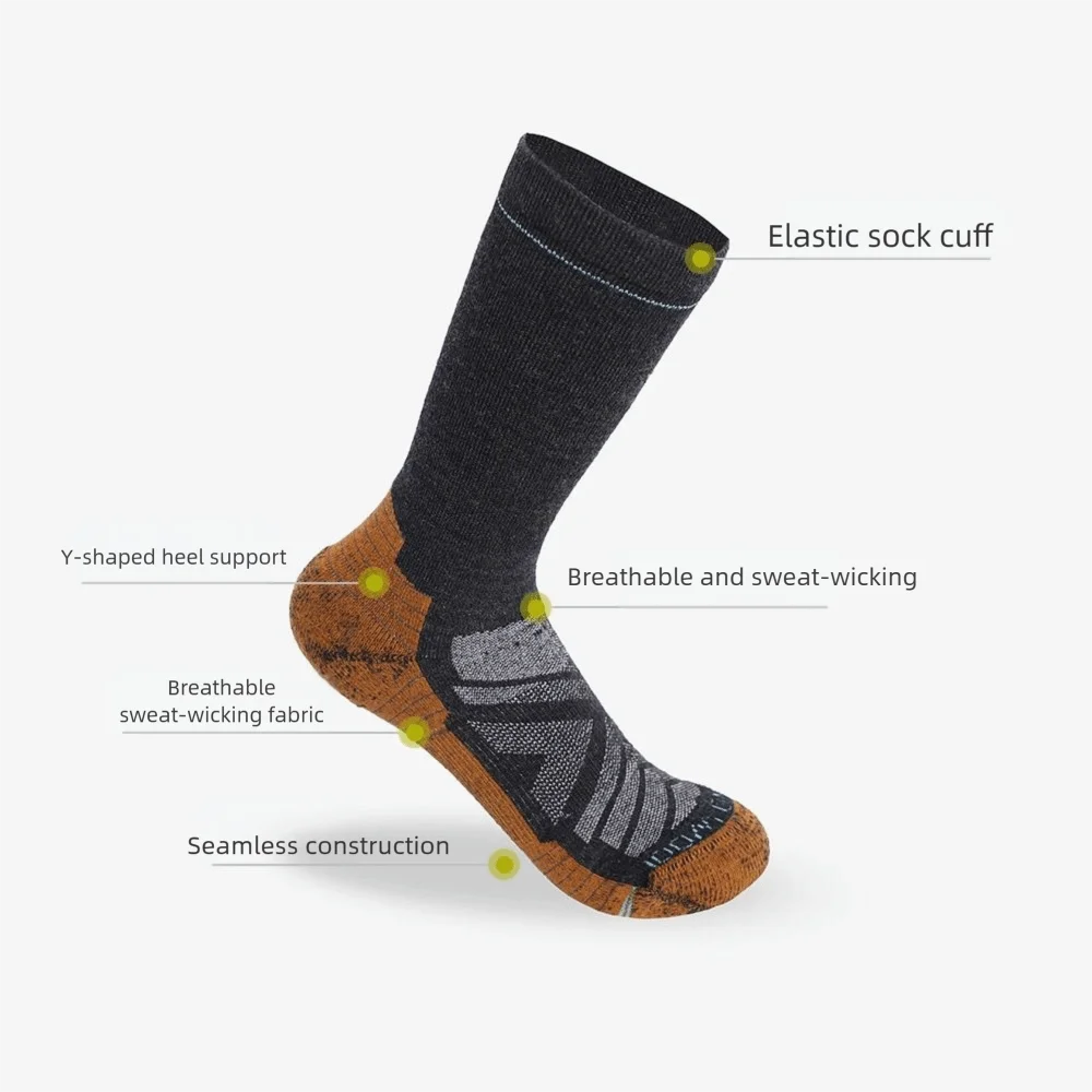 جوارب صوف ميرينو غامضة لتسلق الجبال، جوارب شتوية دافئة قابلة للتنفس، جوارب رياضية خارجية سميكة للرجال والنساء