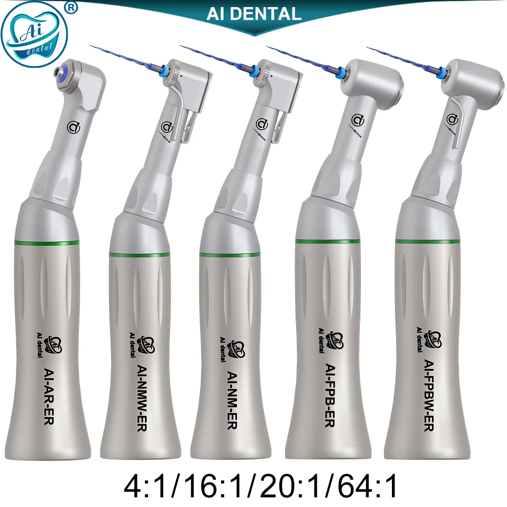 AI-ER Serie Handpiece 4:1/16:1/20:1/64:1 Reduction Endodontic/Prophylaxis Contra Angle With Water Nozzle Mini Head 360° Rotation