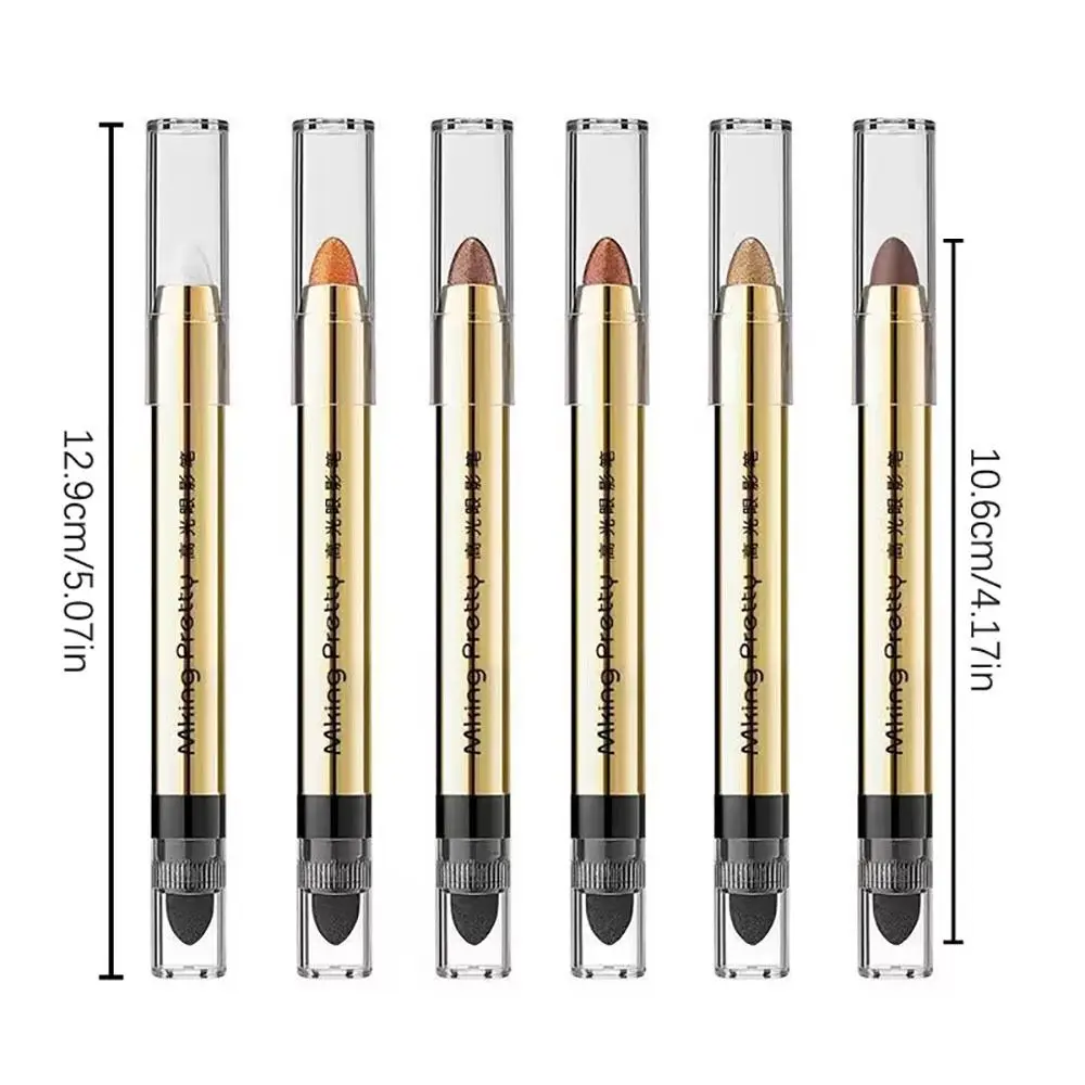 1Pcs Durable Double End Eye Shadow Stick Longlasting Glitter Eyeshadow Pencil 6 Colors Matte Lying Silkworm Pen Makeup Cosmetic