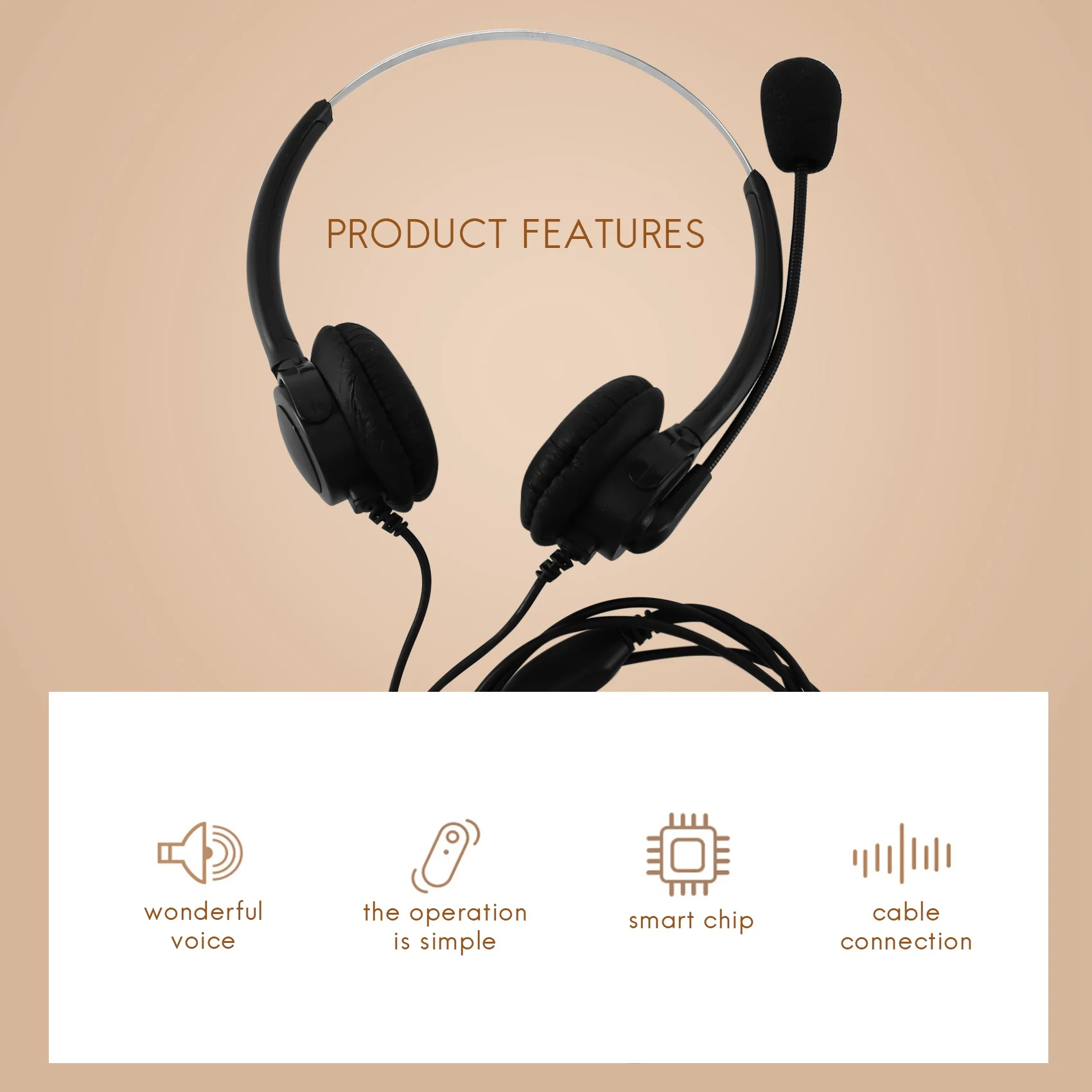 VH500D RJ9 Bilateral Headphone Hands-Free Call Center Noise Cancelling Corded with Adjustable Mic for Telephone Set HOT