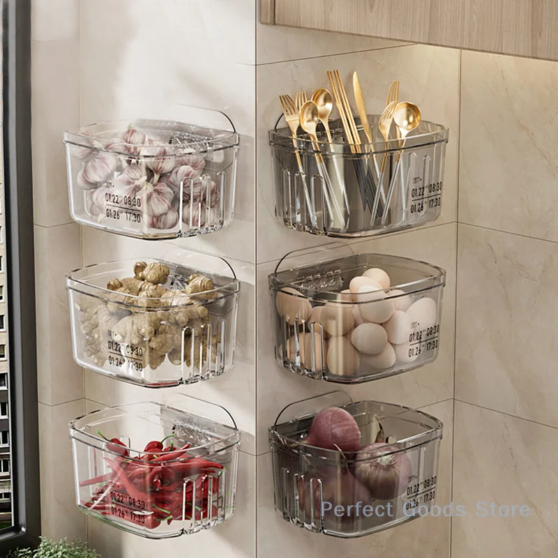 

Многофункциональная корзина для хранения зеленого лука, имбиря и чеснока, компактная настенная подвесная корзина, пластиковый кухонный гаджет