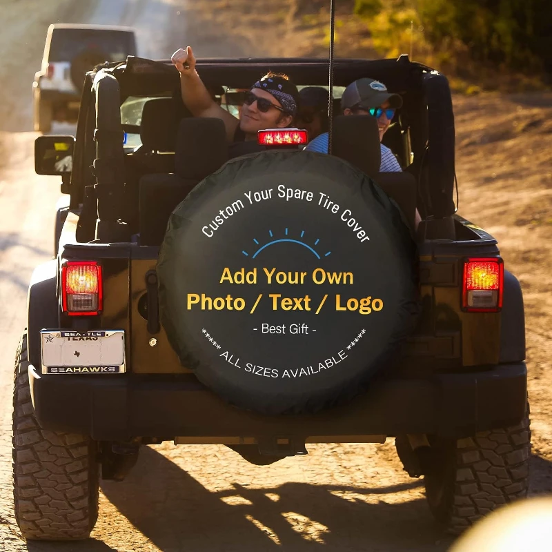 Custom Spare Tire Cover - Personalized Spare Tire Cover With Backup Camera Hole - Customize Wheel Cover With Photo Or Text - Uni