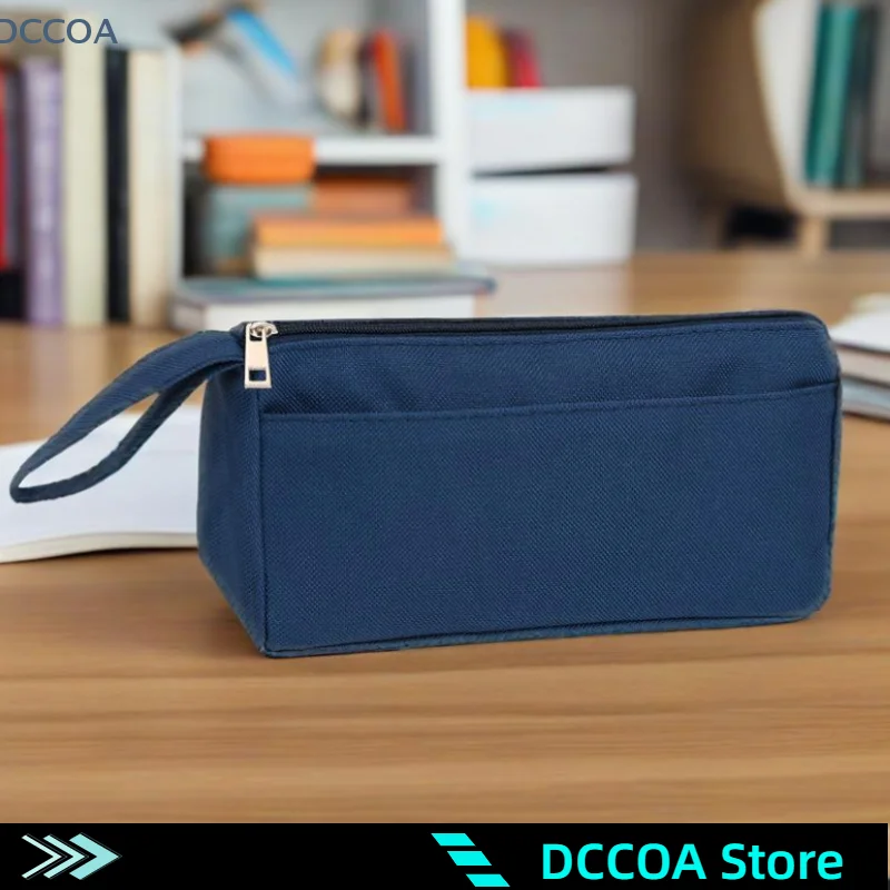 Fashion Portable Oxford Pencil Case Simple Double Layer Stationery Box Children Pencil Bag Large Capacity Pencil Case Gifts