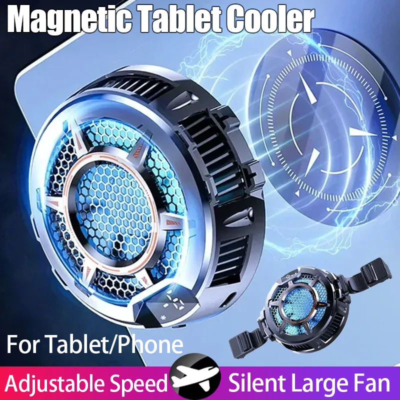 3-Speeds Adjustable Tablet Radiator Phone Cooler Semiconductor Refrigeration Fan Radiator for Tablet smartphone PUBG Game Tablet