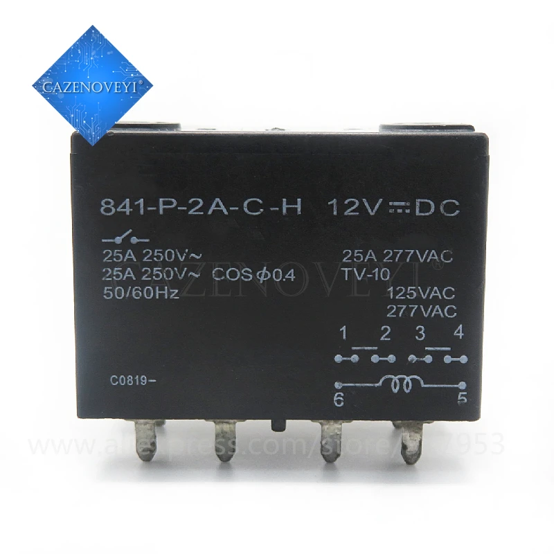 1pcs/lot 841-P-2A-C-H 12VDC Relay 25A 6-PIN In Stock