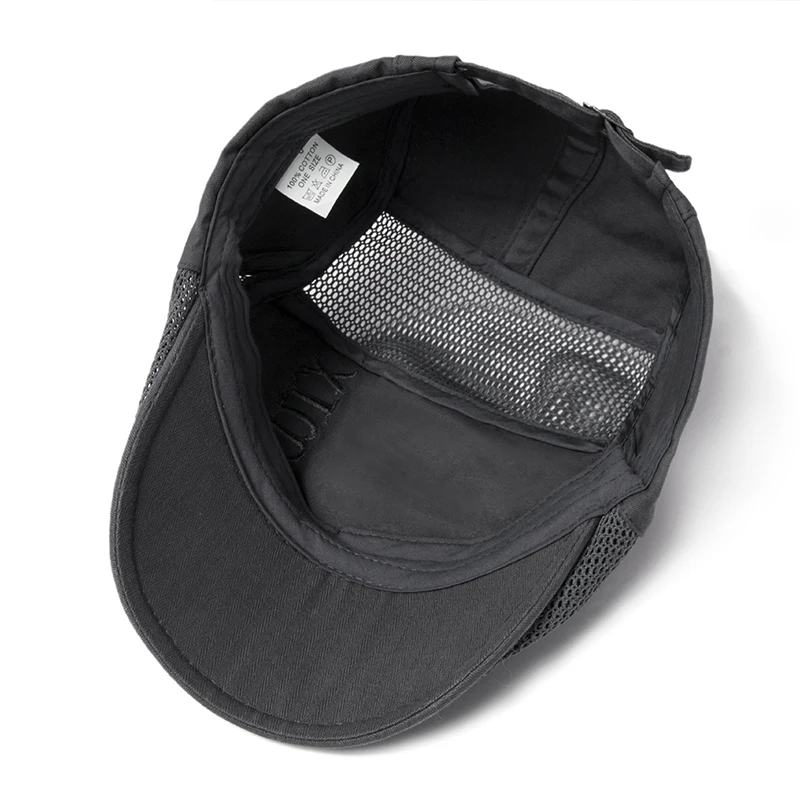 Cntang Zomer Baret Voor Mannen Brief Borduurwerk Mesh Cap Katoen Zachte Top Zonneklep Vintage Baretten Casual Effen Kleur Heren Caps